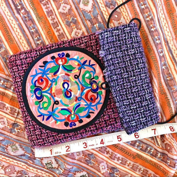 Boho Crossbody small fabric pouch bag - Picture 4 of 7